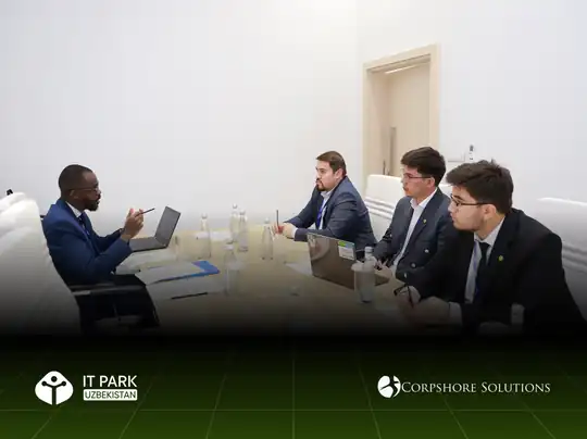 Frank B. Prempeh II of Corpshore Solutions meeting IT Park Uzbekistan officials